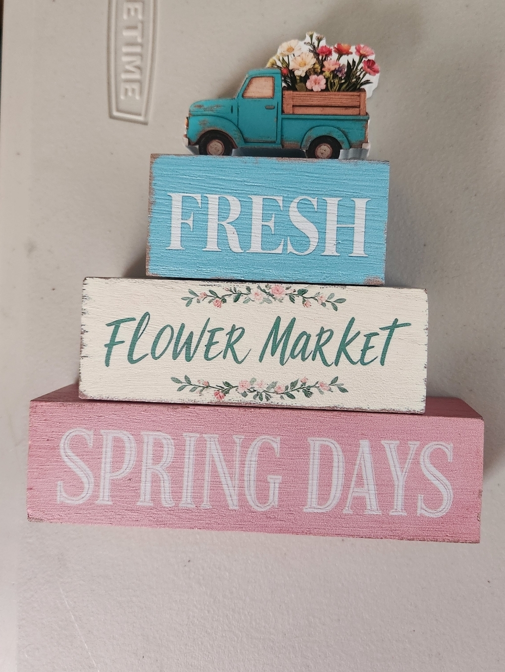 🎉 Fresh, Flower Market, Spring Days Stackable Wooden Decor